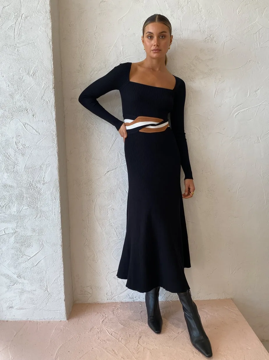 Sovere Inertia Knit Midi Dress in Black