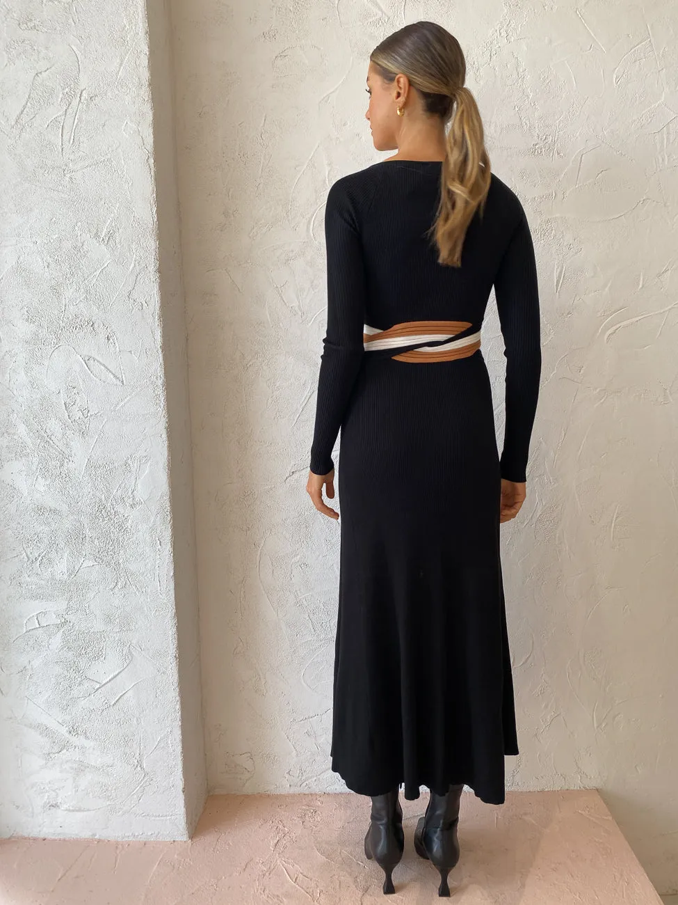 Sovere Inertia Knit Midi Dress in Black