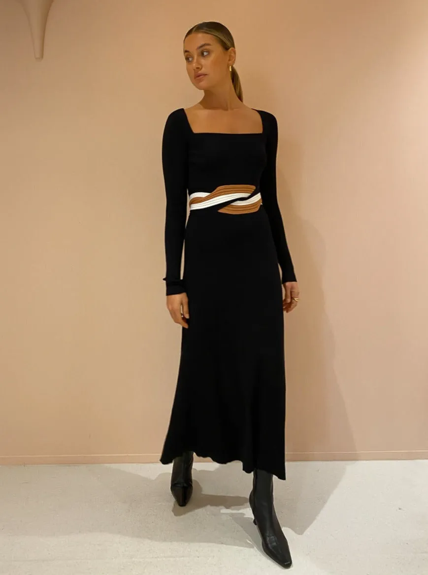 Sovere Inertia Knit Midi Dress in Black