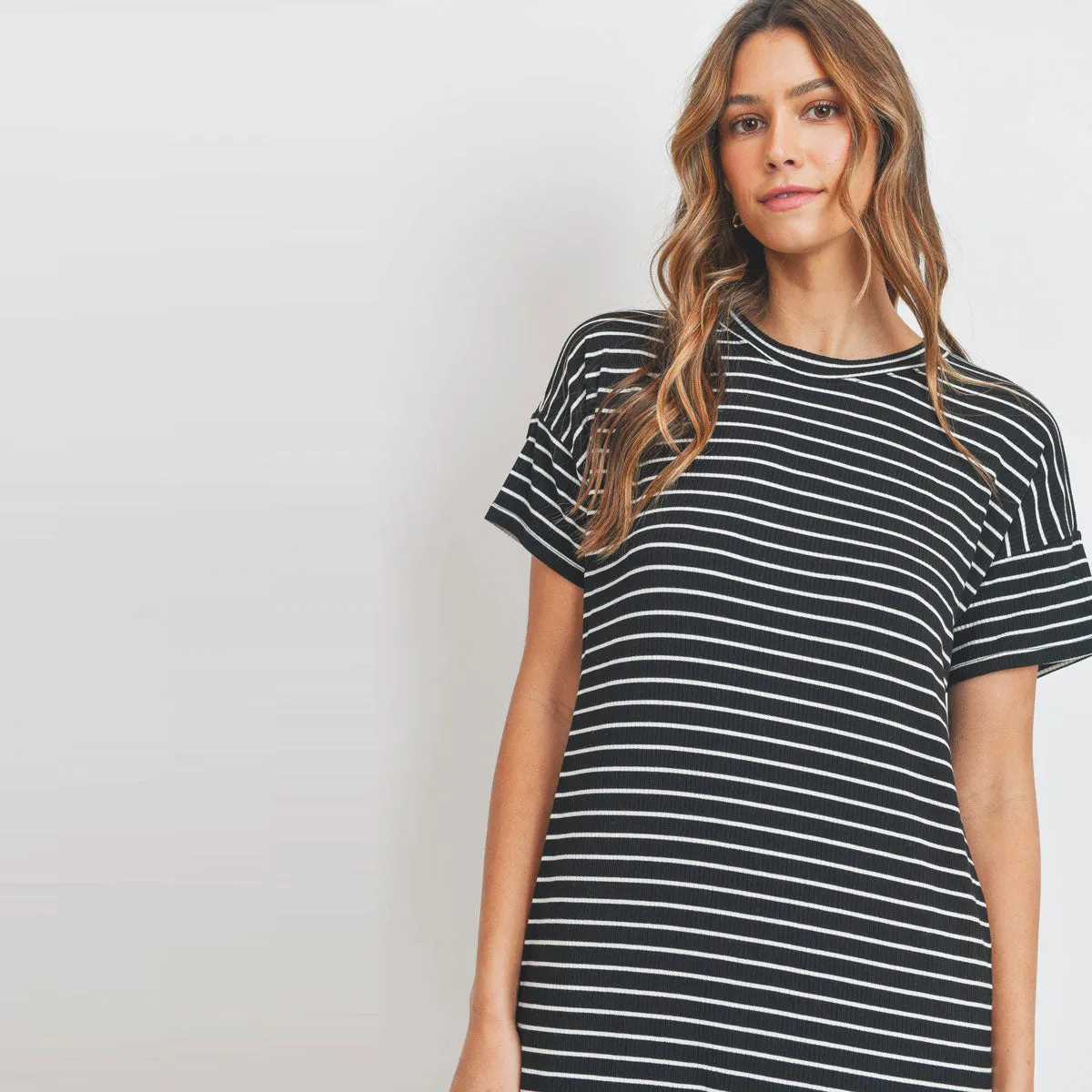 Sporty Striped Knit Dress