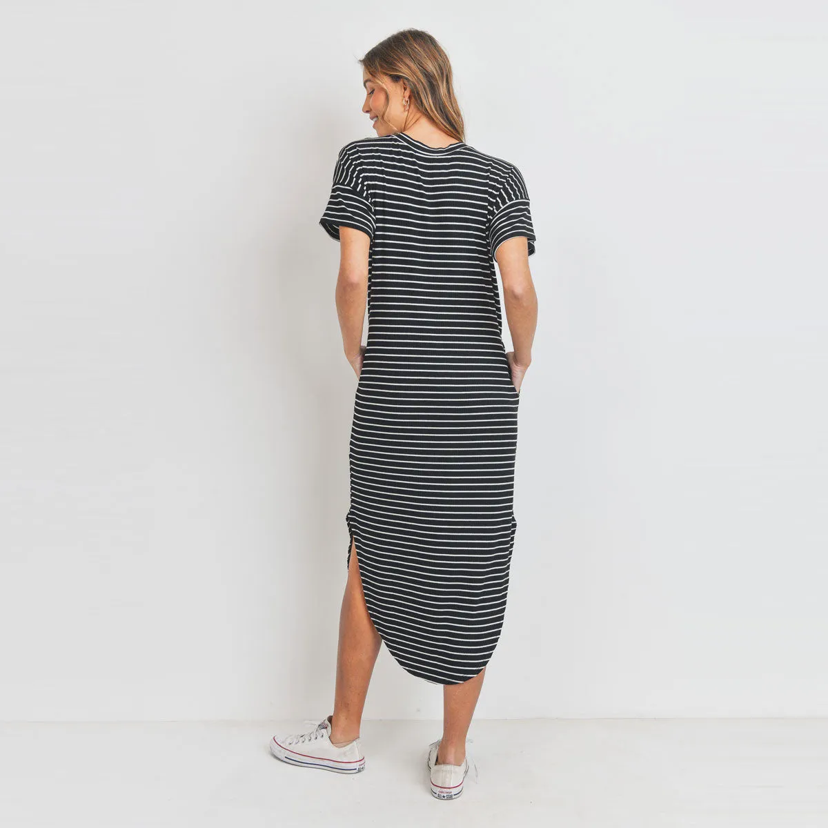 Sporty Striped Knit Dress