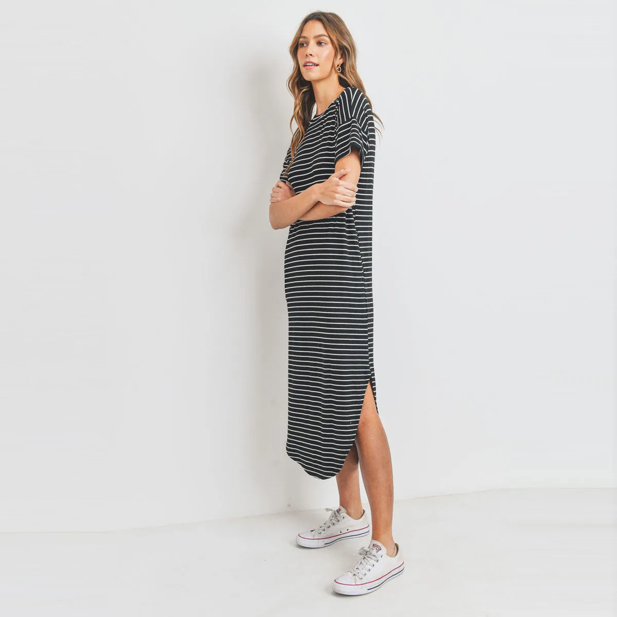 Sporty Striped Knit Dress