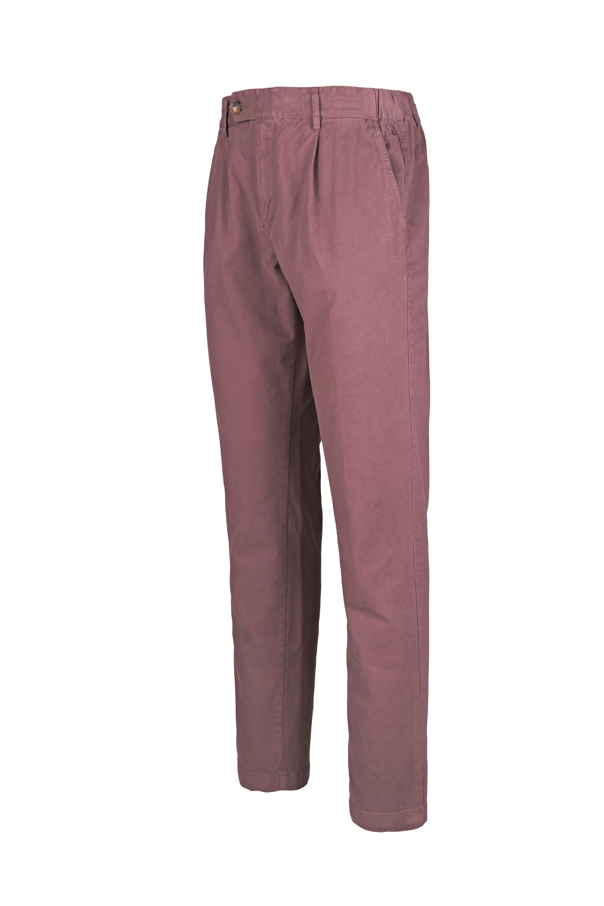 Stretch Cotton Twill Chino Pants with Pleats