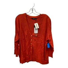 Sweater Cardigan By Lauren By Ralph Lauren In Orange, Size:3X