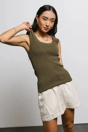 Textured Sweater Tank in Olive - FINAL SALE