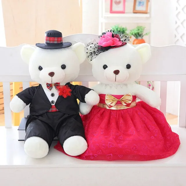 The Perfect Plush Bridal Teddy Bear Couple-Wedding Gift- Decoration