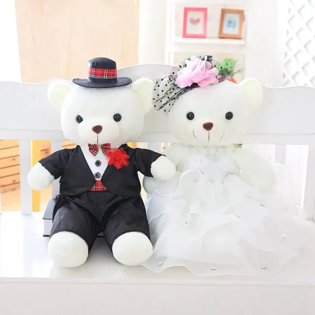 The Perfect Plush Bridal Teddy Bear Couple-Wedding Gift- Decoration