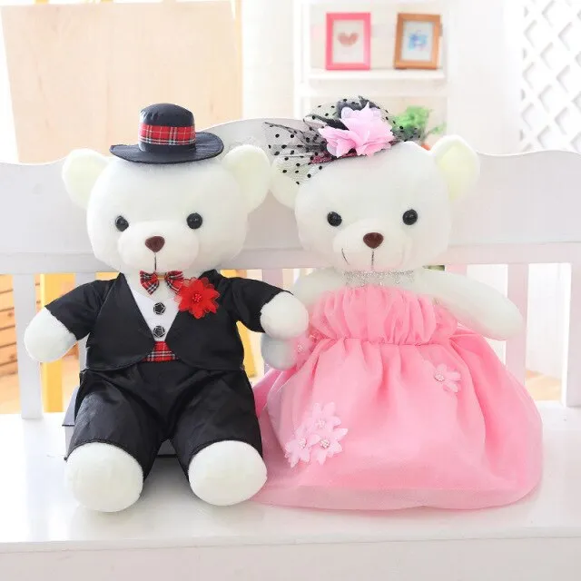 The Perfect Plush Bridal Teddy Bear Couple-Wedding Gift- Decoration