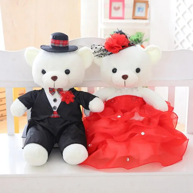 The Perfect Plush Bridal Teddy Bear Couple-Wedding Gift- Decoration