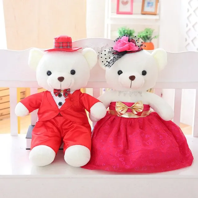 The Perfect Plush Bridal Teddy Bear Couple-Wedding Gift- Decoration