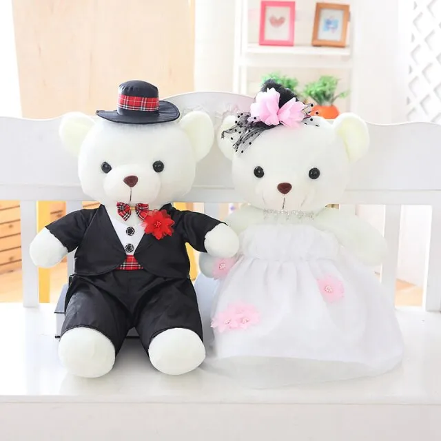 The Perfect Plush Bridal Teddy Bear Couple-Wedding Gift- Decoration