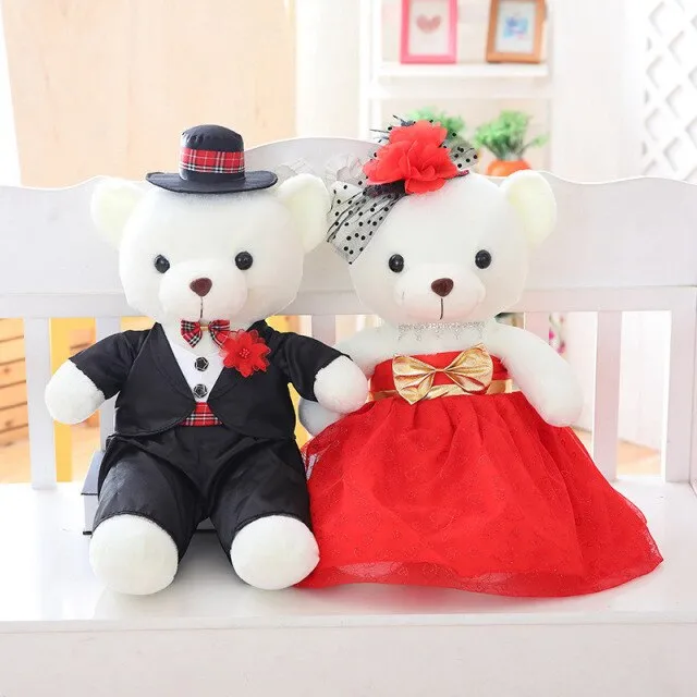 The Perfect Plush Bridal Teddy Bear Couple-Wedding Gift- Decoration