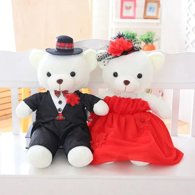 The Perfect Plush Bridal Teddy Bear Couple-Wedding Gift- Decoration