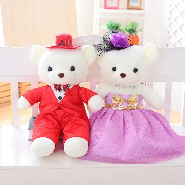 The Perfect Plush Bridal Teddy Bear Couple-Wedding Gift- Decoration