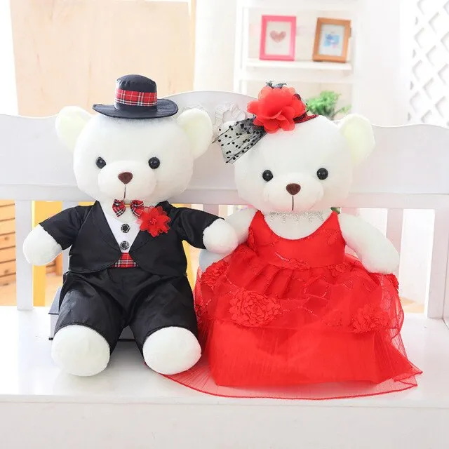 The Perfect Plush Bridal Teddy Bear Couple-Wedding Gift- Decoration