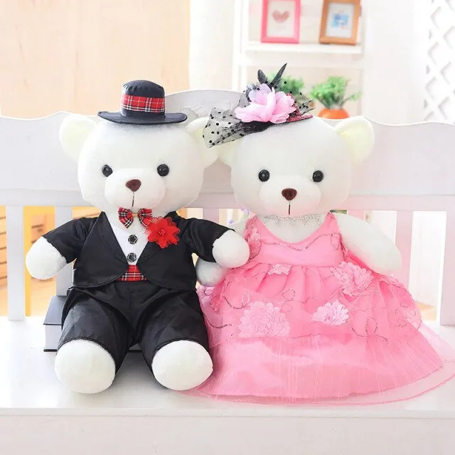 The Perfect Plush Bridal Teddy Bear Couple-Wedding Gift- Decoration