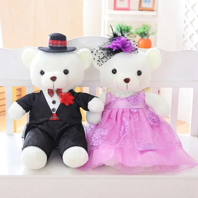 The Perfect Plush Bridal Teddy Bear Couple-Wedding Gift- Decoration