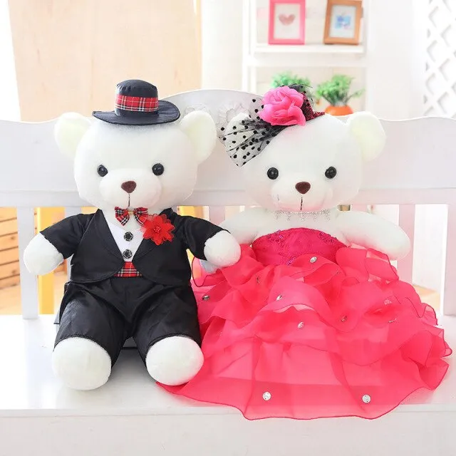 The Perfect Plush Bridal Teddy Bear Couple-Wedding Gift- Decoration