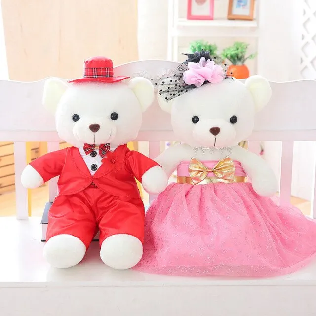 The Perfect Plush Bridal Teddy Bear Couple-Wedding Gift- Decoration