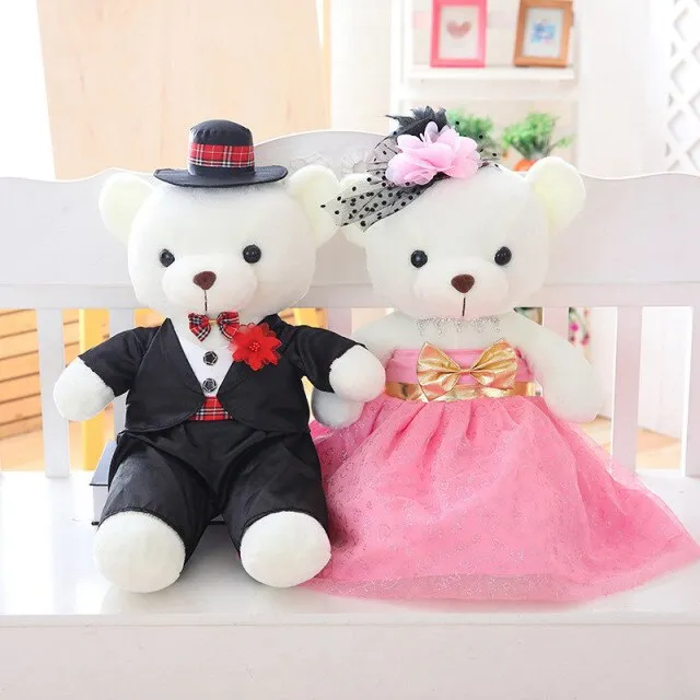 The Perfect Plush Bridal Teddy Bear Couple-Wedding Gift- Decoration