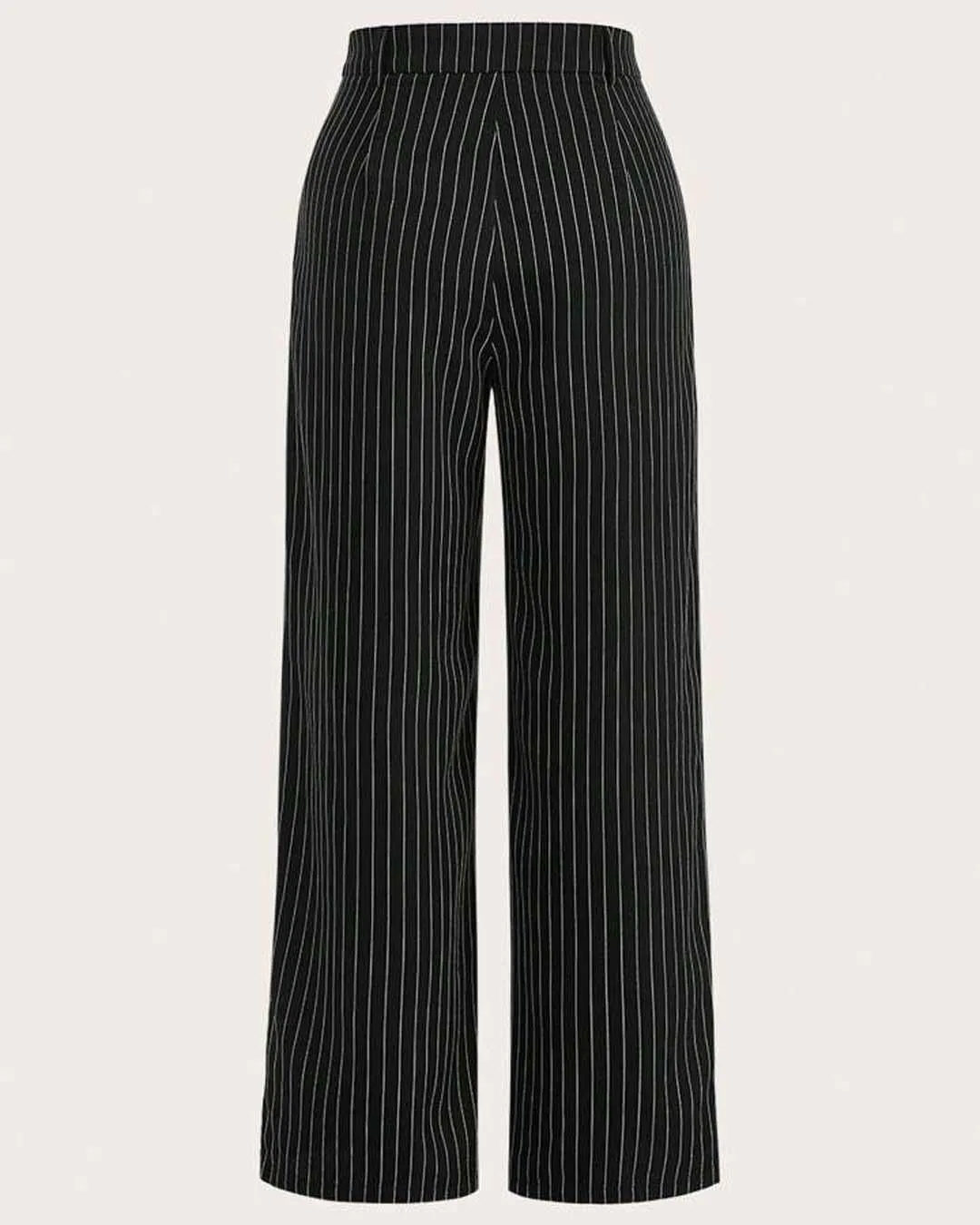 Trendy Korean Style Pinstripe Black Trousers