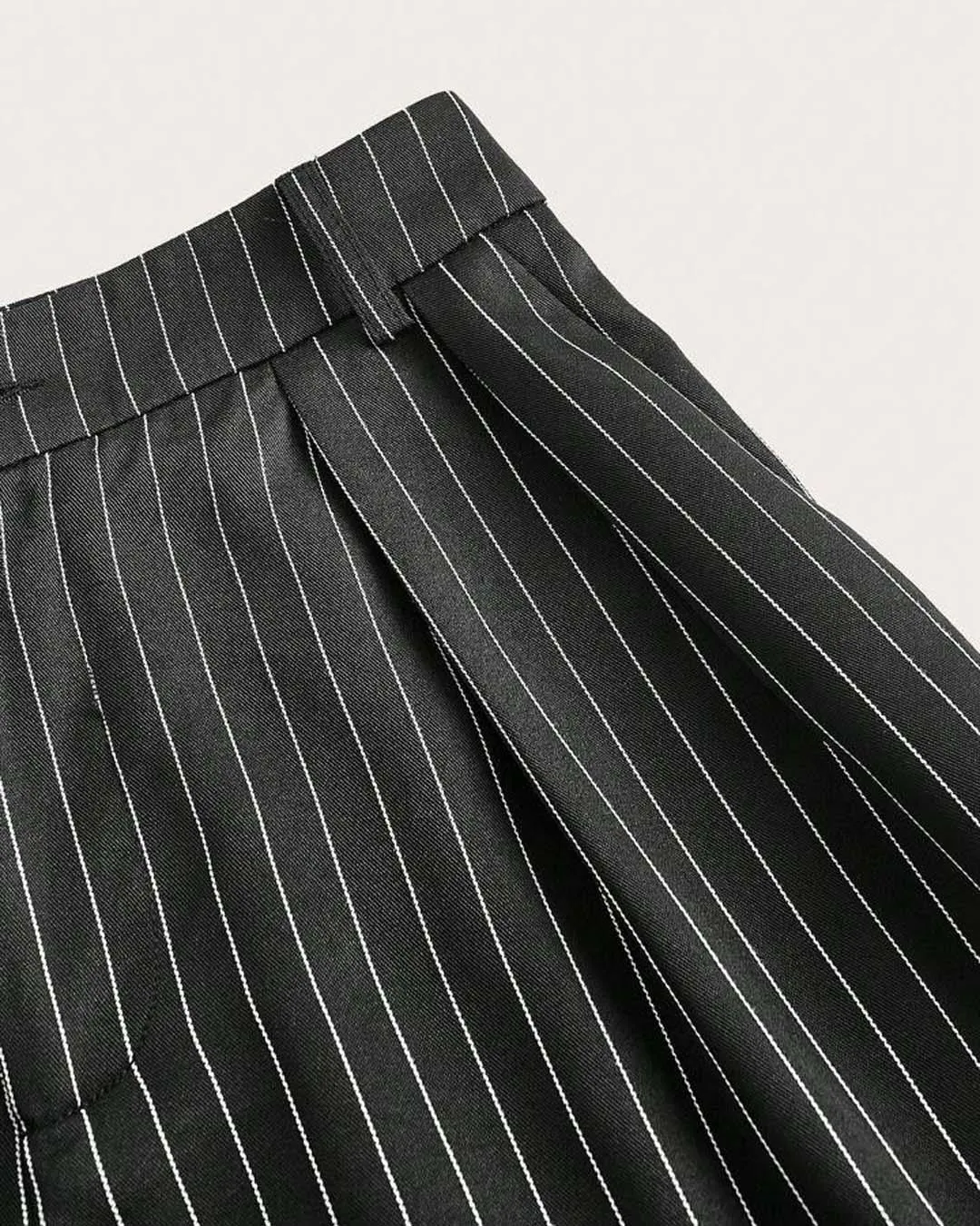 Trendy Korean Style Pinstripe Black Trousers