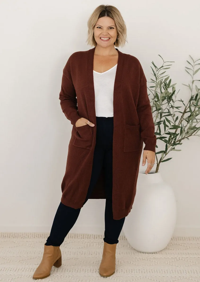 Tully Knit Cardigan in Brown