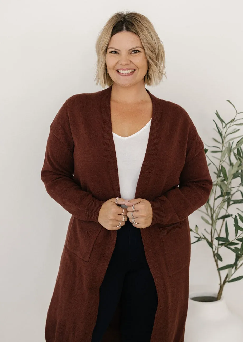 Tully Knit Cardigan in Brown