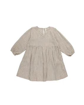 V Neck Babydoll Dress || Slate Pinstripe