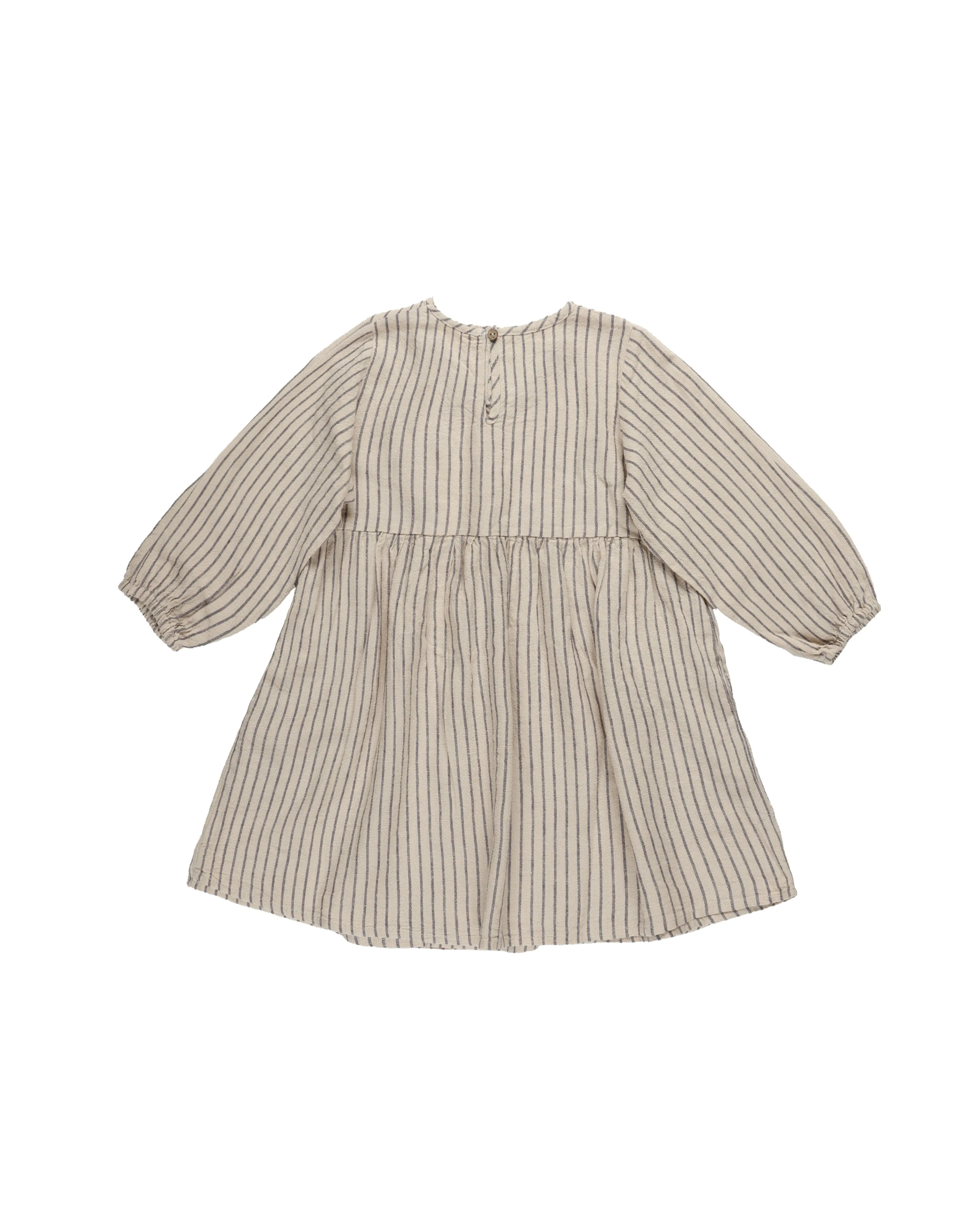 V Neck Babydoll Dress || Slate Pinstripe