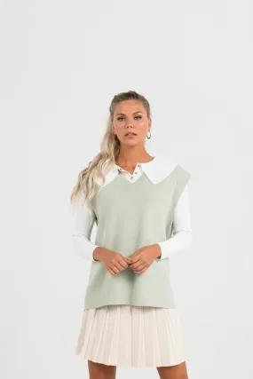 V Neck Knit Oversize Sage Green