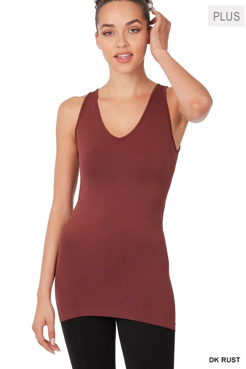 V-Neck Wide Strap Long Tank