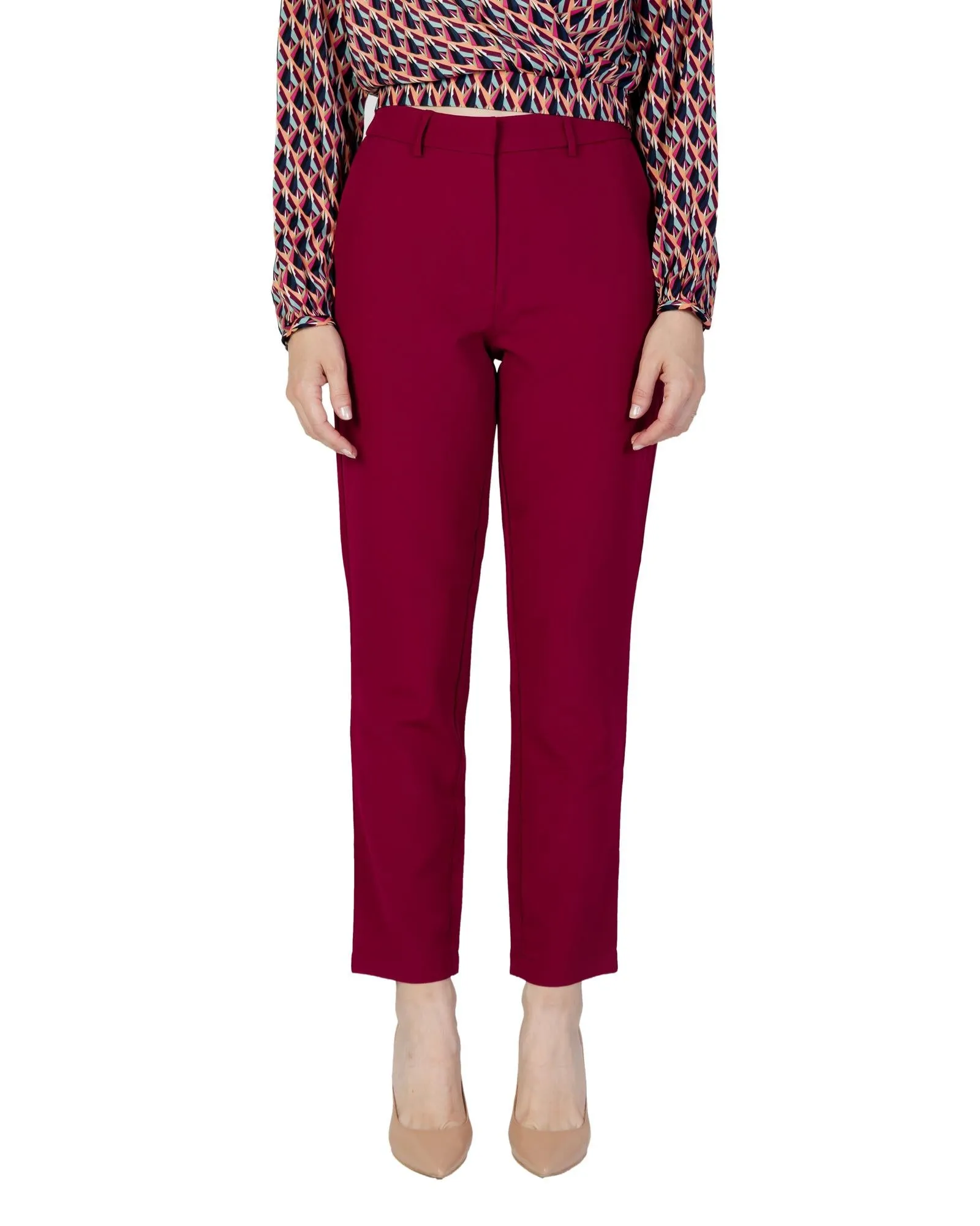 Vila Women's Straight Leg Pants - Burgundy