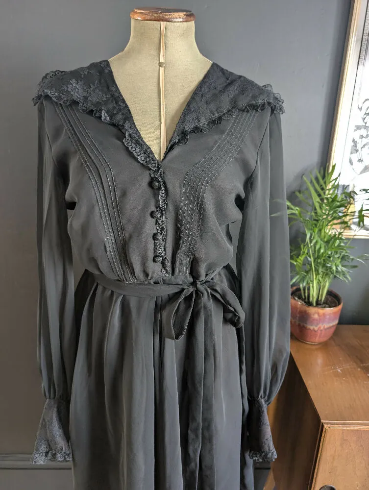 Vintage 70's Black Chiffon Jean Allen Dress