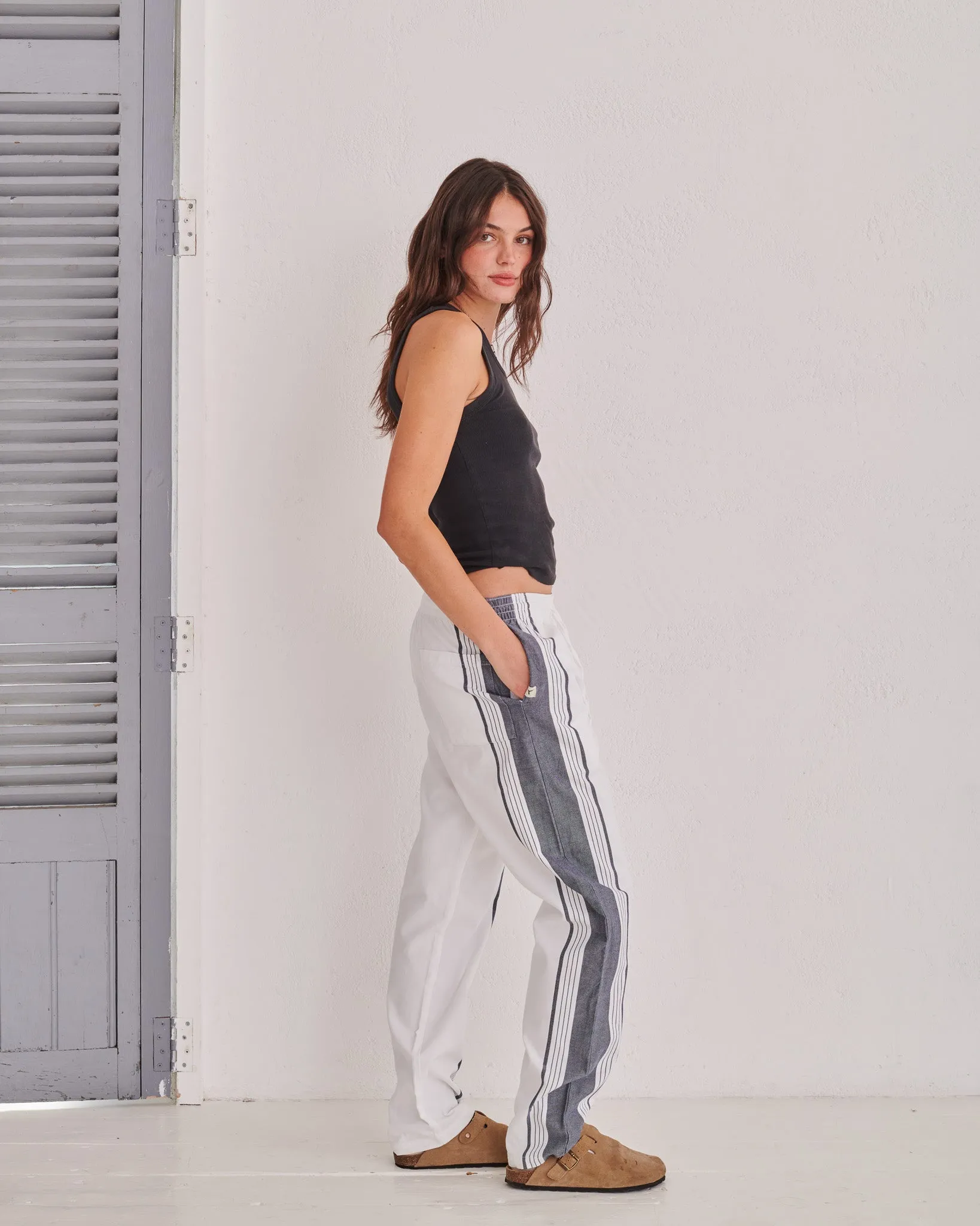 White & Navy Classic Lounge Pants