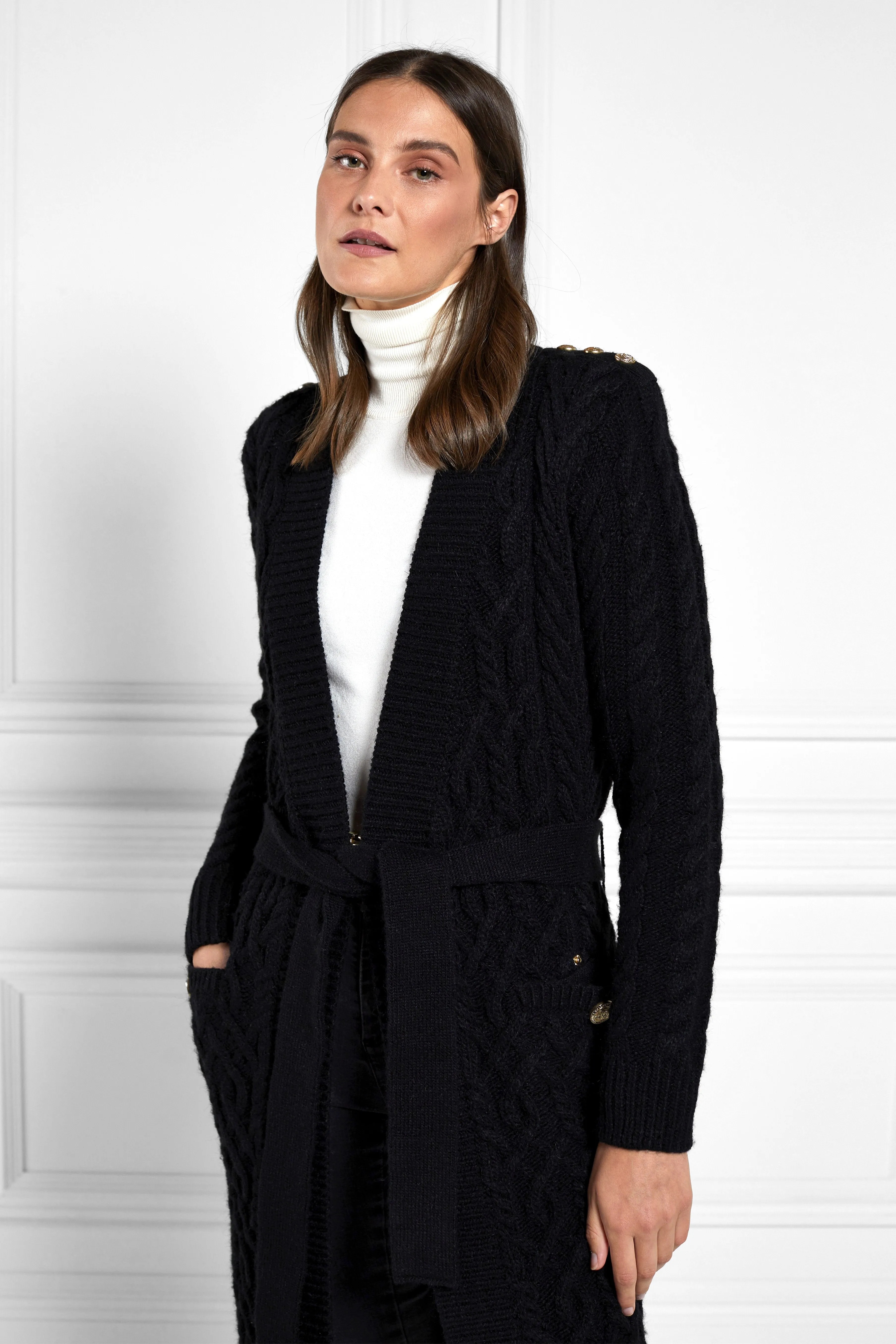 Windsor Cable Midi Cardigan (Black)