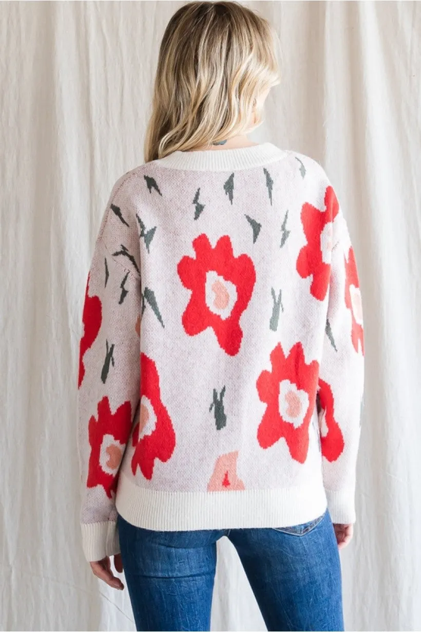 Winter Joy Floral Cardigan