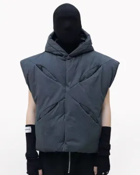 Winter Multi-Pocket Cotton Hooded Vest