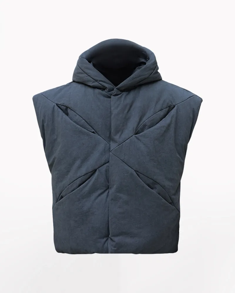 Winter Multi-Pocket Cotton Hooded Vest