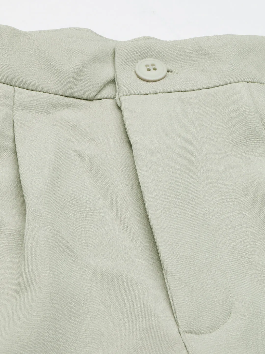 Women Beige Solid Parallel Trousers