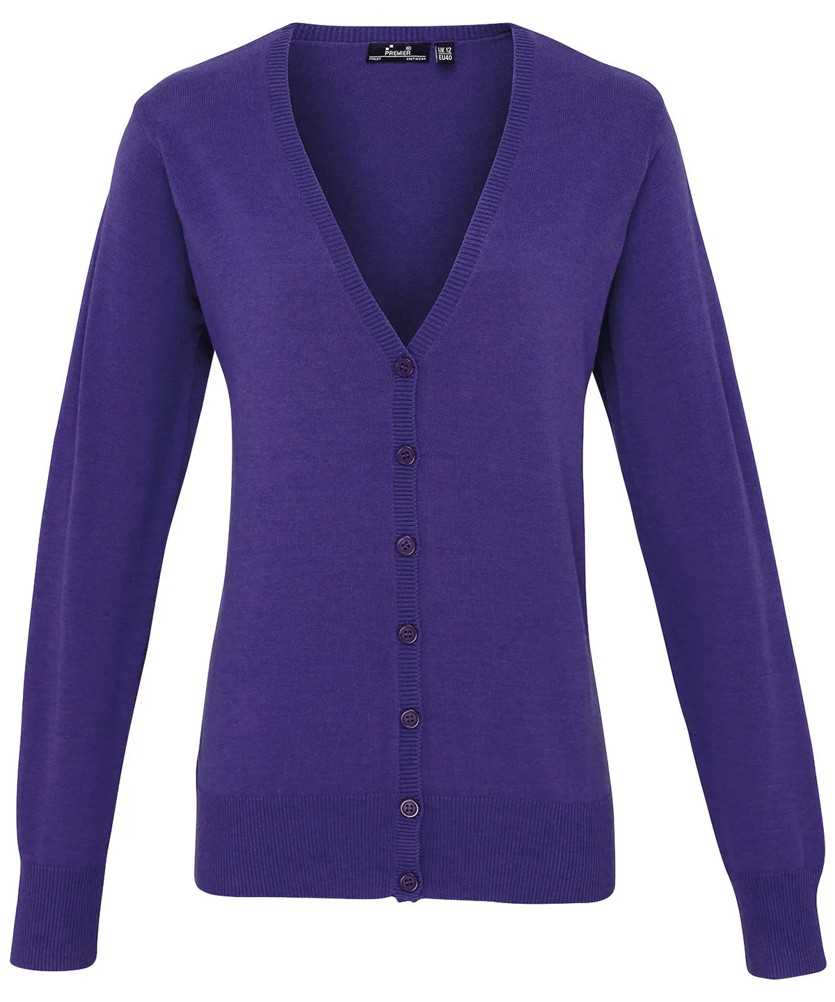 Womens button-through knitted cardigan | Purple