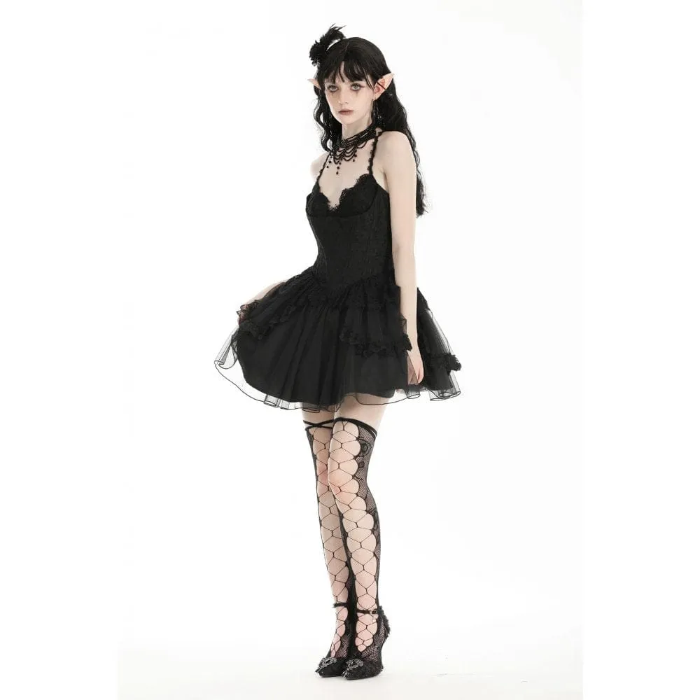 Women's Gothic Plunging Layered Party Slip Dress