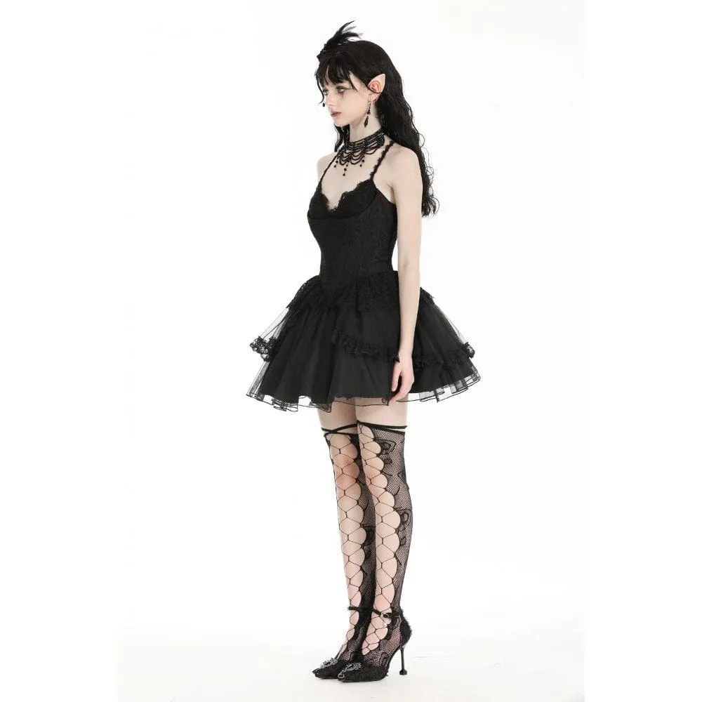 Women's Gothic Plunging Layered Party Slip Dress