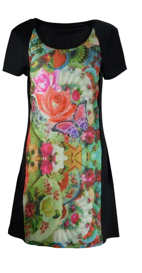 womens-short-sleeve-dress-with-multicolor-pattern-print-ks-122936