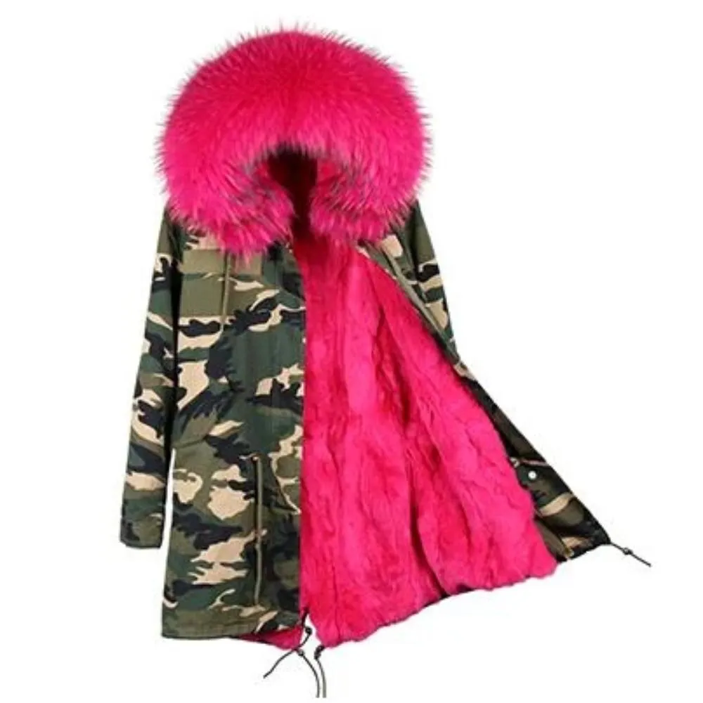 Women's Winter Casual Long Hooded Parka With Raccoon Fur