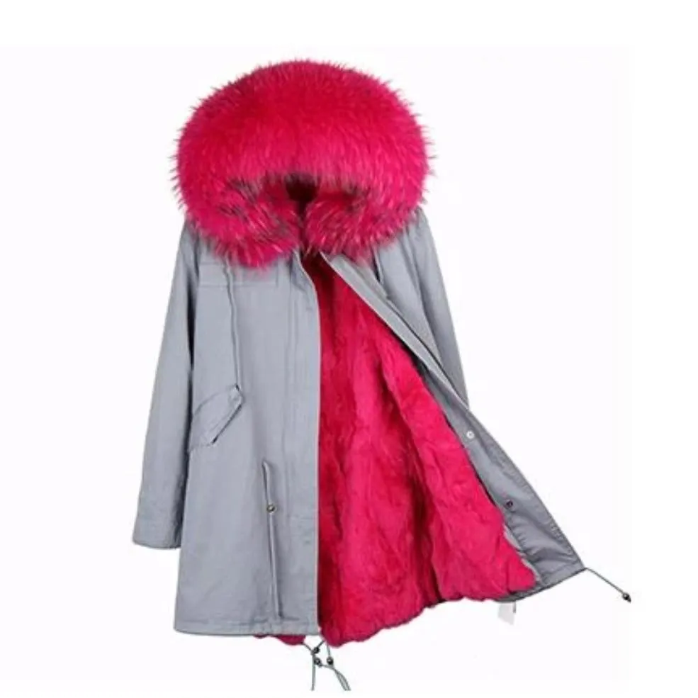 Women's Winter Casual Long Hooded Parka With Raccoon Fur