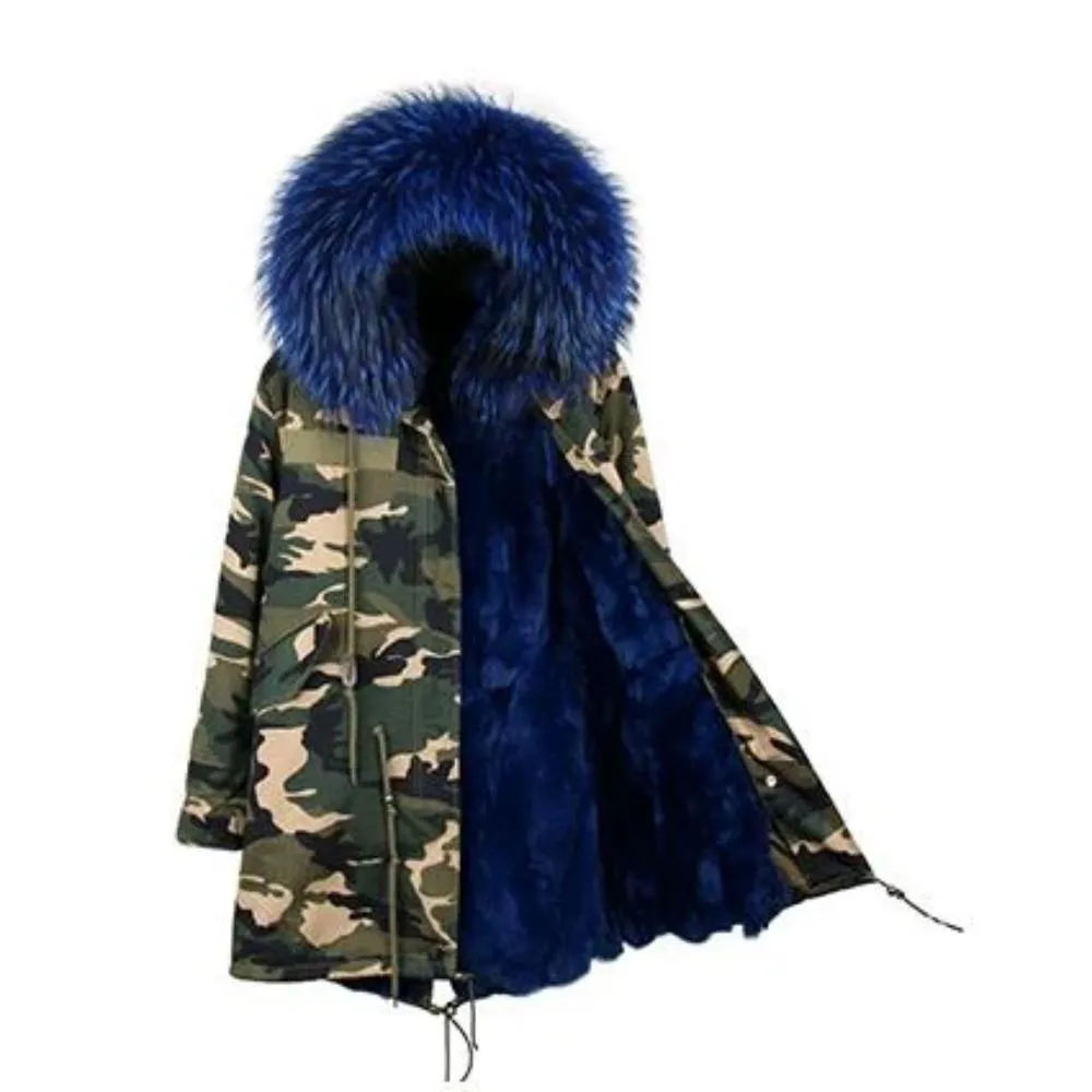 Women's Winter Casual Long Hooded Parka With Raccoon Fur