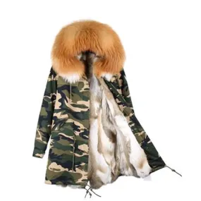 Women's Winter Casual Long Hooded Parka With Raccoon Fur