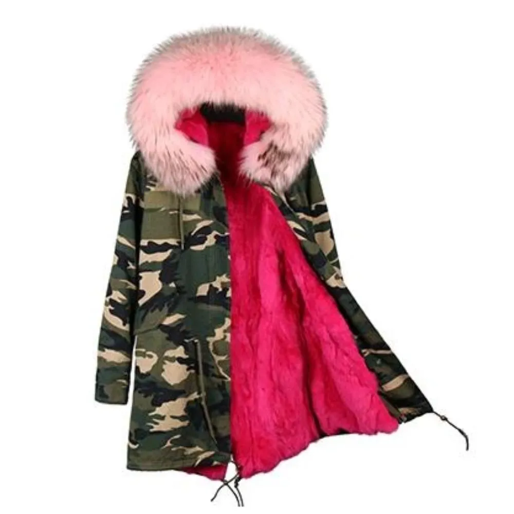 Women's Winter Casual Long Hooded Parka With Raccoon Fur