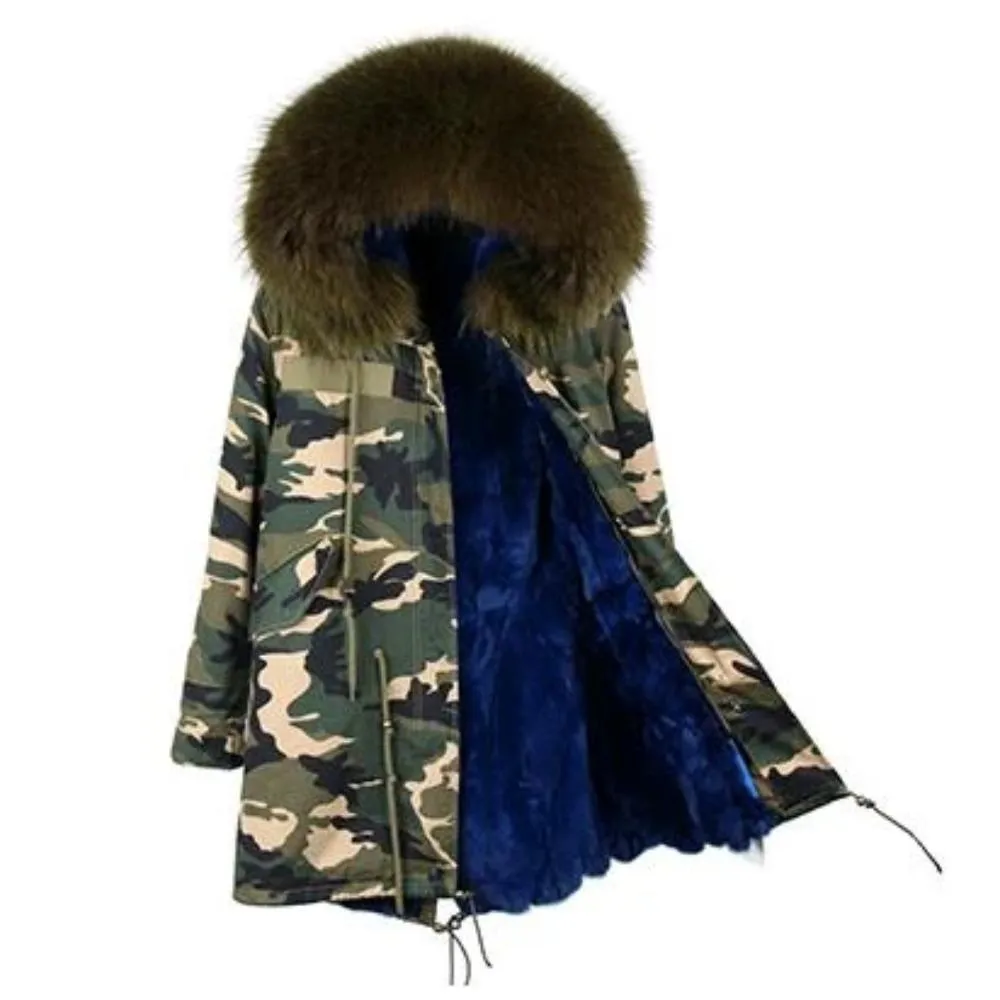 Women's Winter Casual Long Hooded Parka With Raccoon Fur